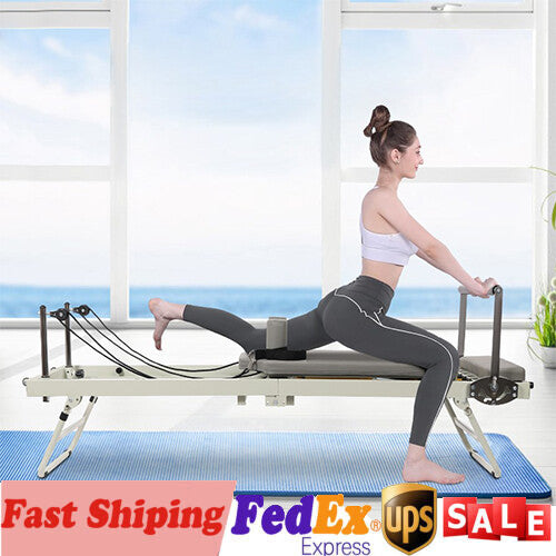 Foldable Pilates Reformer Machine, Multifunctional Yoga Fitness Equipment